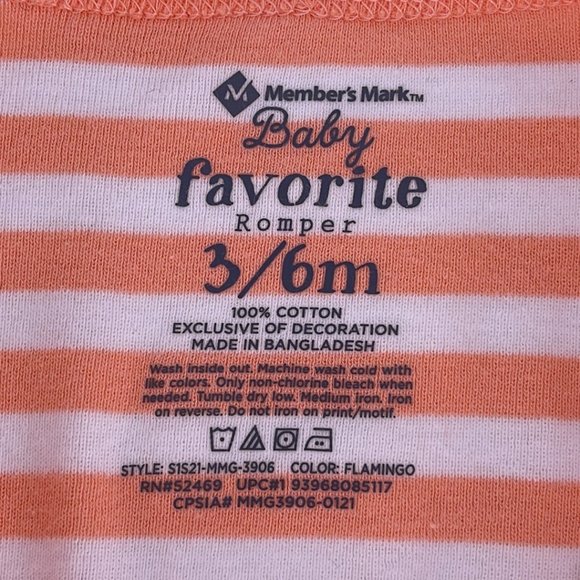 Orange Stripe Romper Size: 3-6 Months - Picture 4 of 5